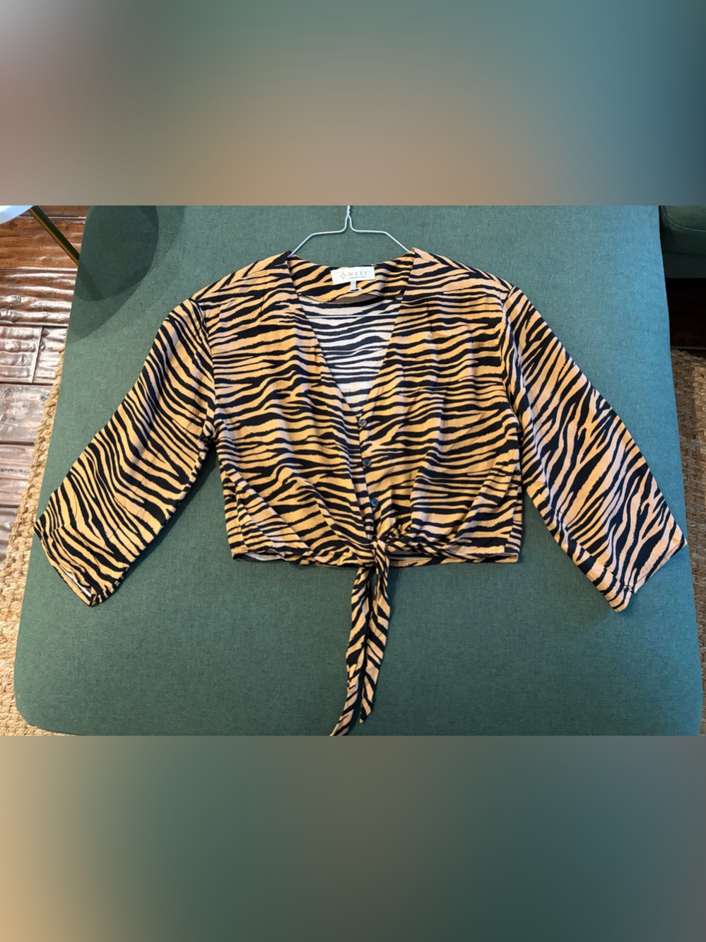 EUC, CS, Wayf  Tiger Print Tie-Front Top